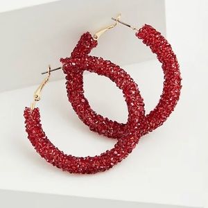 Torrid Red Beaded Hoop Earrings